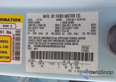 2024 Ford Bronco Sport Heritage из США, поврежденный, VIN 3FMCR9G65RRE05183